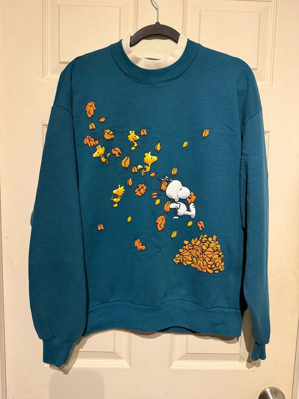 Peanuts Collection Snoopy Woodstock Leaves Sweatshirt Size L Vintage